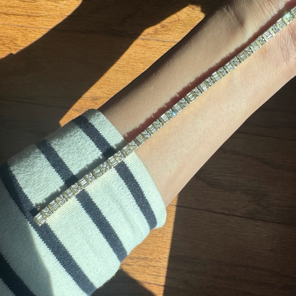 14k yellow gold natural diamond tennis bracelet